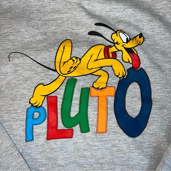 Disney Pluto embroidered Gray Crewneck Sweatshirt - Picture 3 of 4